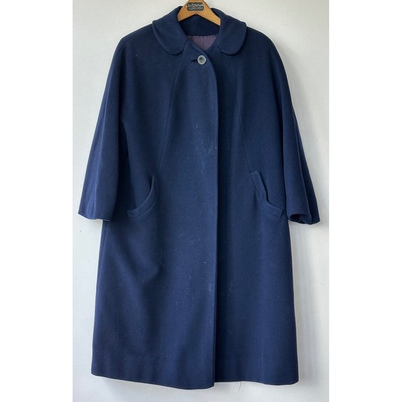 Biarritz Jackets & Blazers - Biarritz Cashmere Swing Coat Vintage Wolf & Dessauer Womens M Navy Blue Good